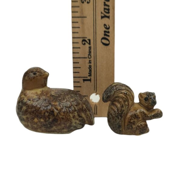 Napcoware Import Miniature Quail Squirrel Vintage 60s Ceramic Speckled Figurines - Picture 13 of 13